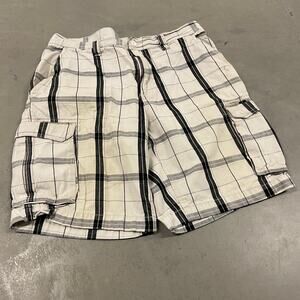 Y2K distressed plaid falls creek cargo board shorts 36